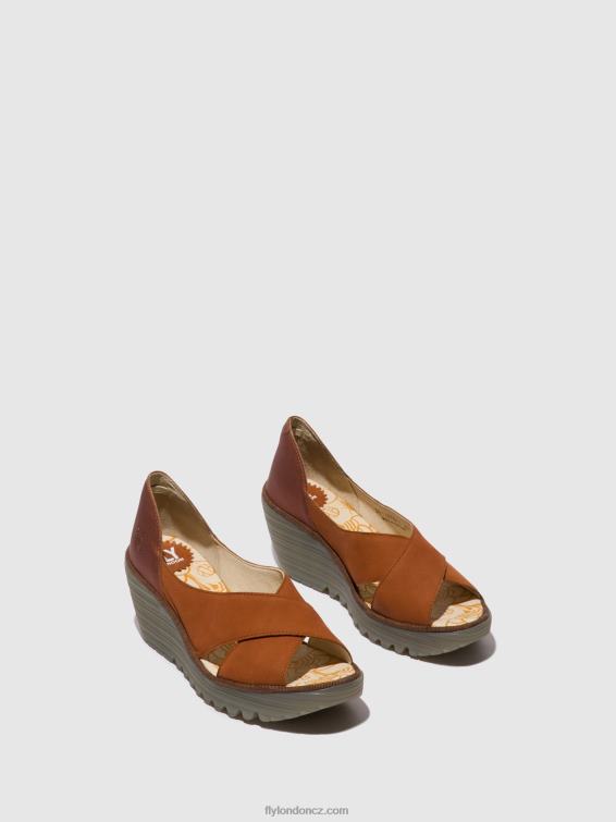tan/měď Fly London ženy crossover sandály yoma307 2HX4R484