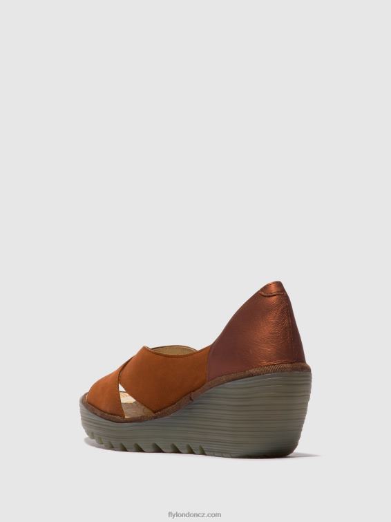 tan/měď Fly London ženy crossover sandály yoma307 2HX4R484