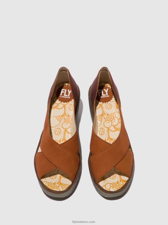 tan/měď Fly London ženy crossover sandály yoma307 2HX4R484