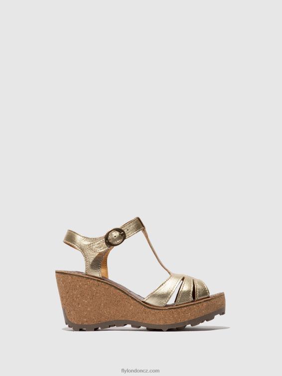 zlato Fly London ženy sandály s t-páskem 2HX4R524