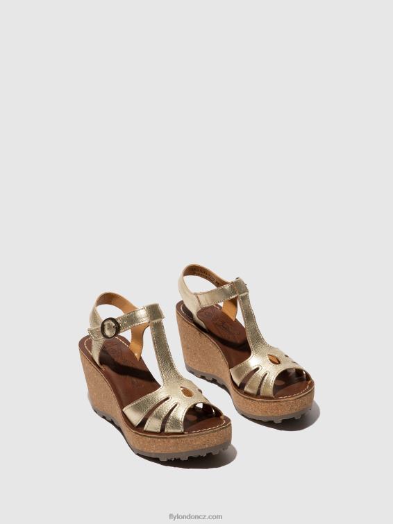 zlato Fly London ženy sandály s t-páskem 2HX4R524