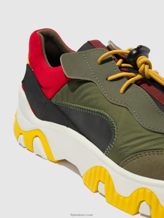 multi khaki/červená/žlutá Fly London ženy elastické tenisky Fian634 2HX4R763